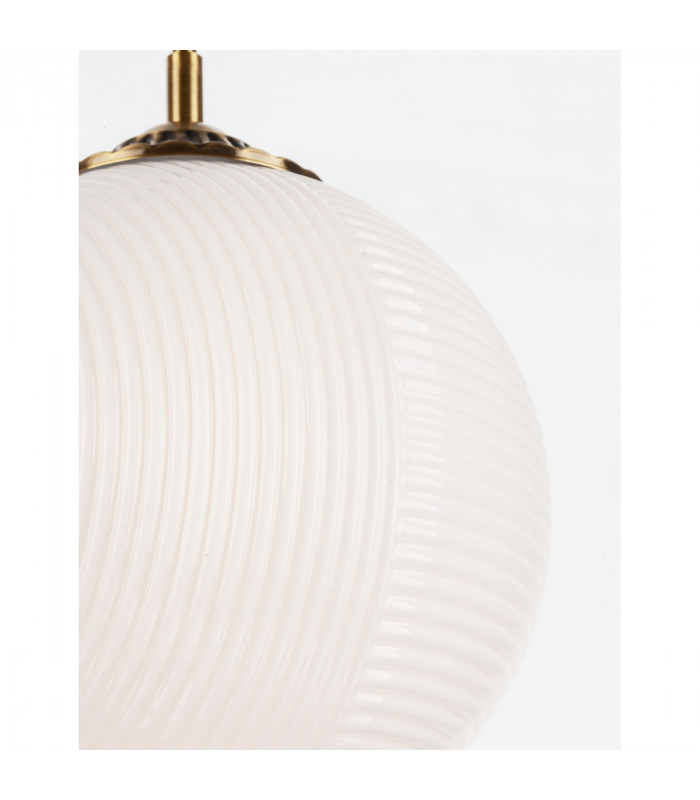 Athena 25cm Globe Pendant Ceiling Light Opal Glass Brass Metal LED E27-6