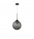Athena 25cm Globe Pendant Ceiling Light Smoky Grey Glass Matt Black Metal LED E27-1