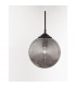 Athena 25cm Globe Pendant Ceiling Light Smoky Grey Glass Matt Black Metal LED E27-2