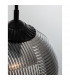 Athena 25cm Globe Pendant Ceiling Light Smoky Grey Glass Matt Black Metal LED E27-4