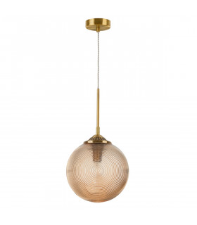 Athena Globe Pendant Ceiling Light Champagne Glass Brass Metal LED E27-1