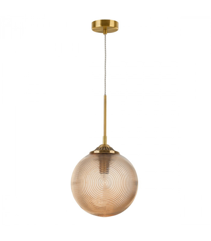 Athena Globe Pendant Ceiling Light Champagne Glass Brass Metal LED E27-1