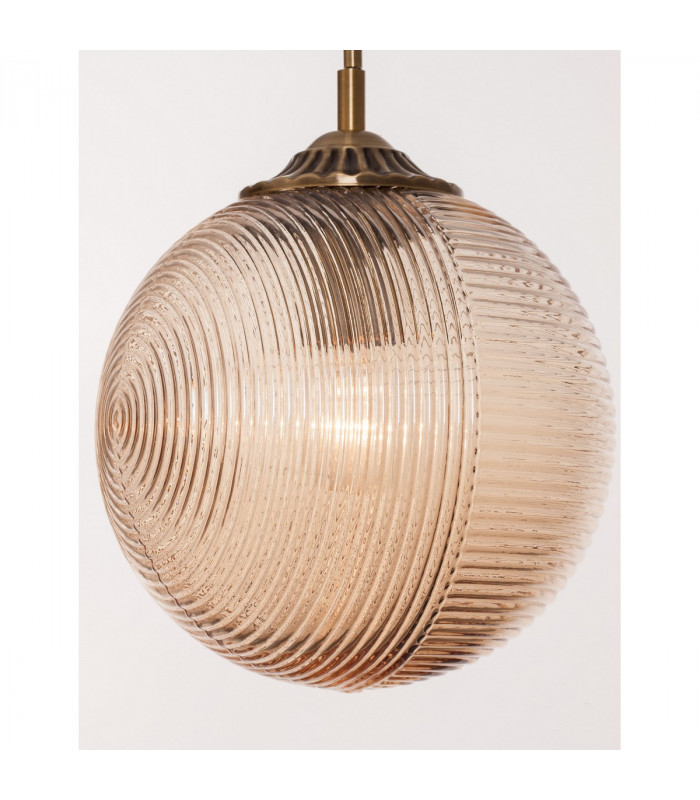 Athena Globe Pendant Ceiling Light Champagne Glass Brass Metal LED E27-2