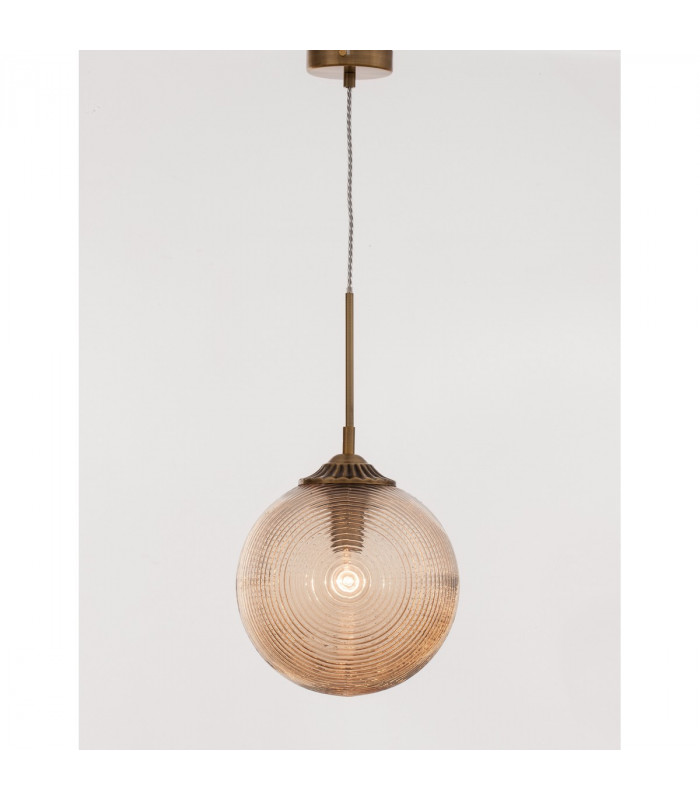 Athena Globe Pendant Ceiling Light Champagne Glass Brass Metal LED E27-3