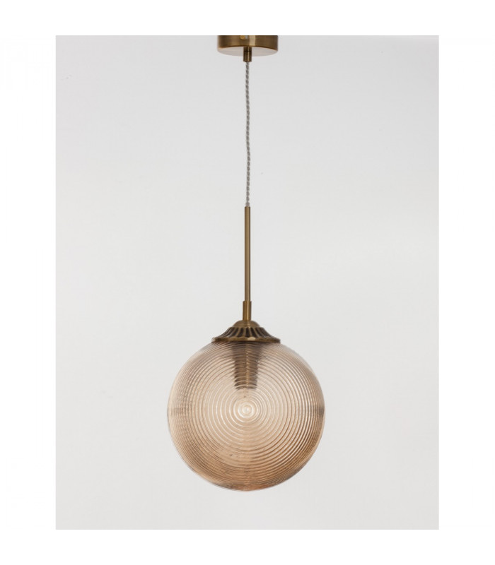 Athena Globe Pendant Ceiling Light Champagne Glass Brass Metal LED E27-4