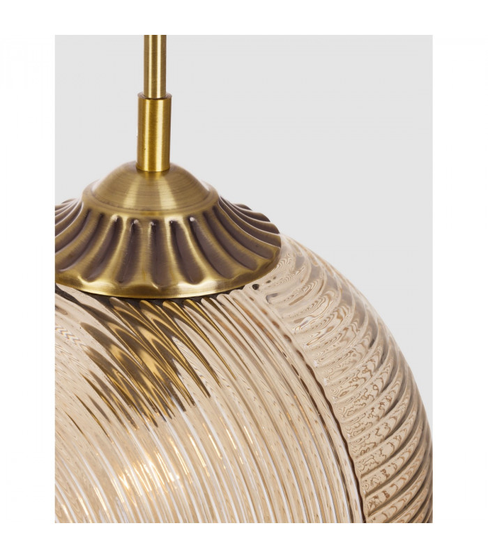 Athena Globe Pendant Ceiling Light Champagne Glass Brass Metal LED E27-5