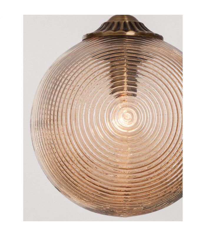 Athena Globe Pendant Ceiling Light Champagne Glass Brass Metal LED E27-6