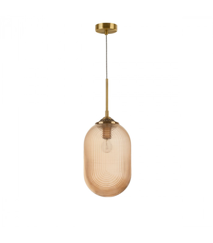 Athena Globe Pendant Ceiling Light Champagne Glass Brass Metal LED E27-1