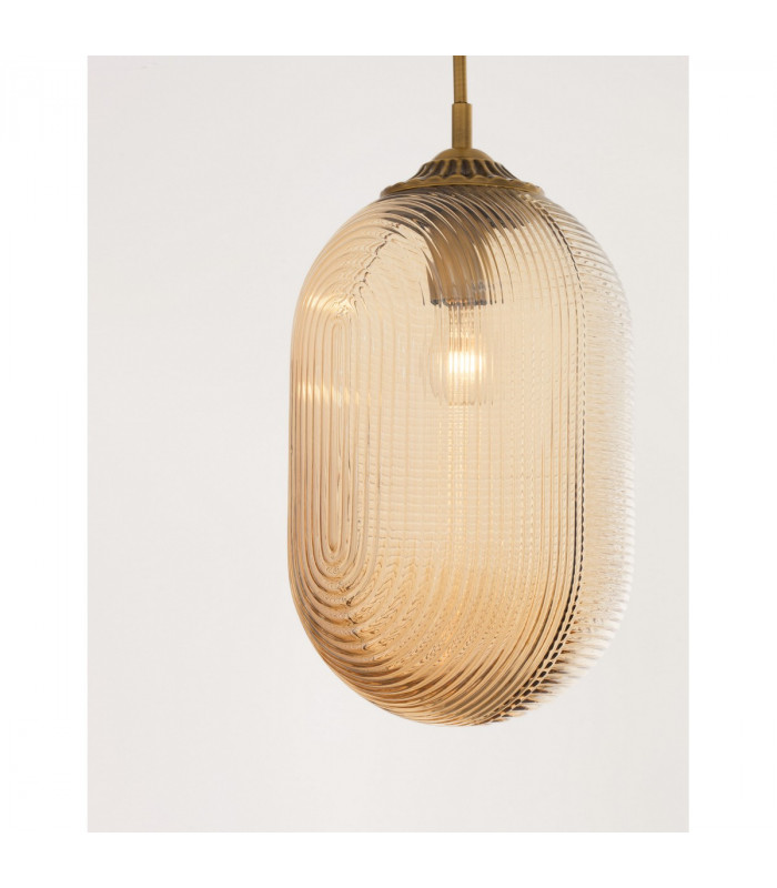 Athena Globe Pendant Ceiling Light Champagne Glass Brass Metal LED E27-2