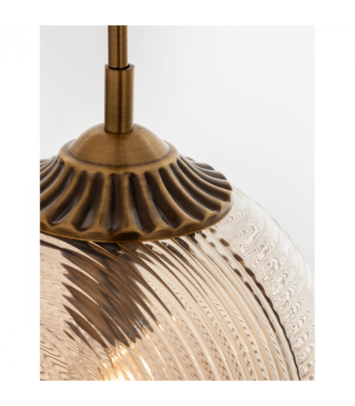 Athena Globe Pendant Ceiling Light Champagne Glass Brass Metal LED E27-3