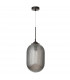 Athena 22.5cm Globe Pendant Ceiling Light Smoky Grey Glass Matt Black Metal LED E27-1