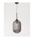 Athena 22.5cm Globe Pendant Ceiling Light Smoky Grey Glass Matt Black Metal LED E27-4
