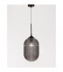 Athena 22.5cm Globe Pendant Ceiling Light Smoky Grey Glass Matt Black Metal LED E27-5