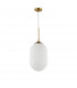 Athena 22.5cm Globe Pendant Ceiling Light Opal Glass Brass Metal LED E27-1