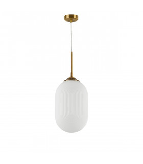 Athena 22.5cm Globe Pendant Ceiling Light Opal Glass Brass Metal LED E27-1