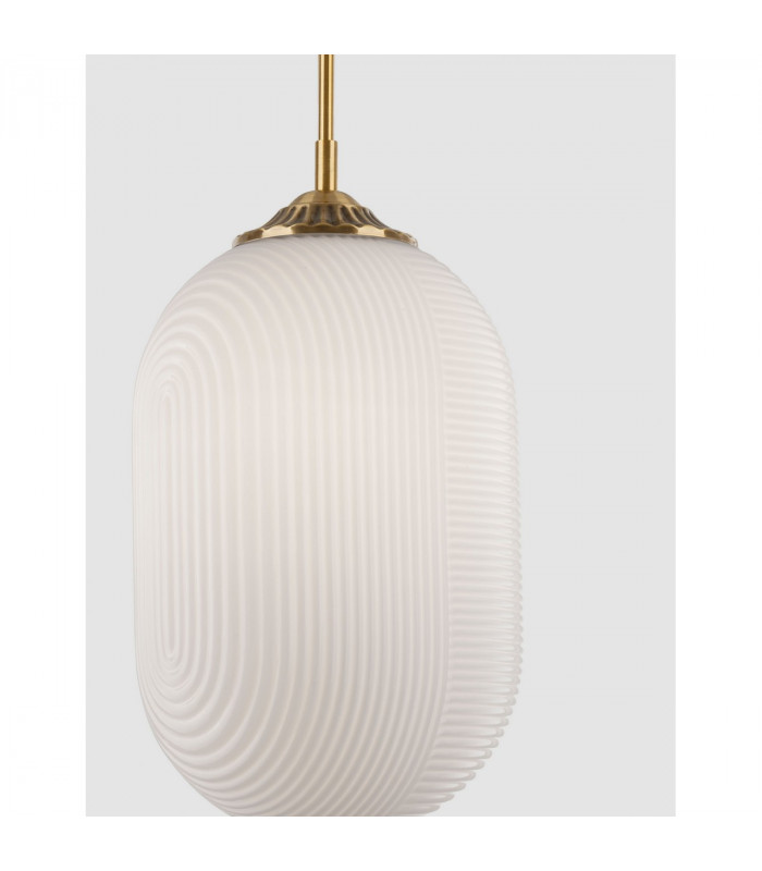 Athena 22.5cm Globe Pendant Ceiling Light Opal Glass Brass Metal LED E27-2