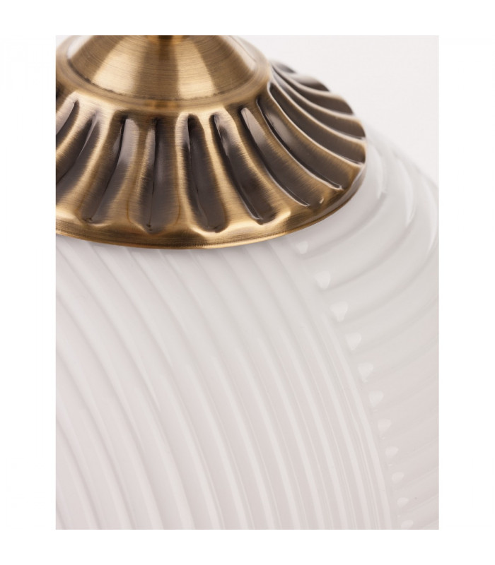 Athena 22.5cm Globe Pendant Ceiling Light Opal Glass Brass Metal LED E27-3