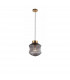 Zion 25cm Globe Pendant Ceiling Light Grey Glass Brass Metal Base LED E27-1