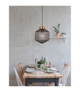 Zion 25cm Globe Pendant Ceiling Light Grey Glass Brass Metal Base LED E27-2