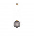 Zion 27cm Globe Pendant Ceiling Light Grey Glass Brass Metal Base LED E27-1
