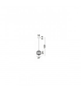 Zion 27cm Globe Pendant Ceiling Light Grey Glass Brass Metal Base LED E27-2