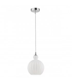 Odell 15cm Globe Pendant Ceiling Light Chrome Aluminium Opal Glass LED E14-1