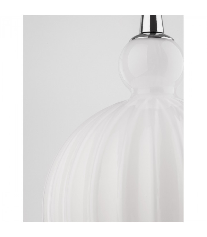 Odell 15cm Globe Pendant Ceiling Light Chrome Aluminium Opal Glass LED E14-3