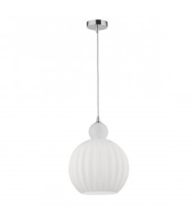 Odell Globe Pendant Ceiling Light Chrome Aluminium Opal Glass LED E27-1