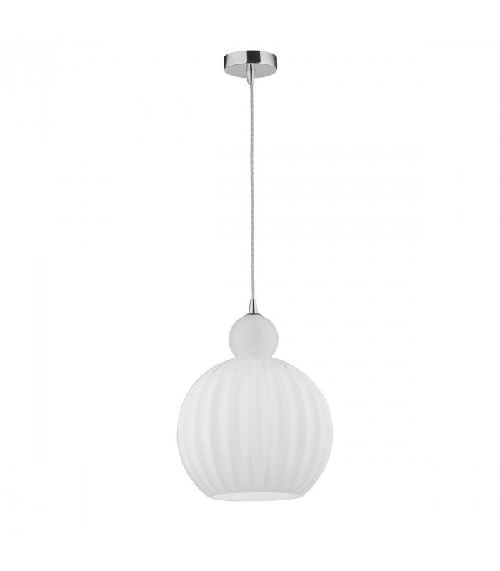 Odell Globe Pendant Ceiling Light Chrome Aluminium Opal Glass LED E27-1