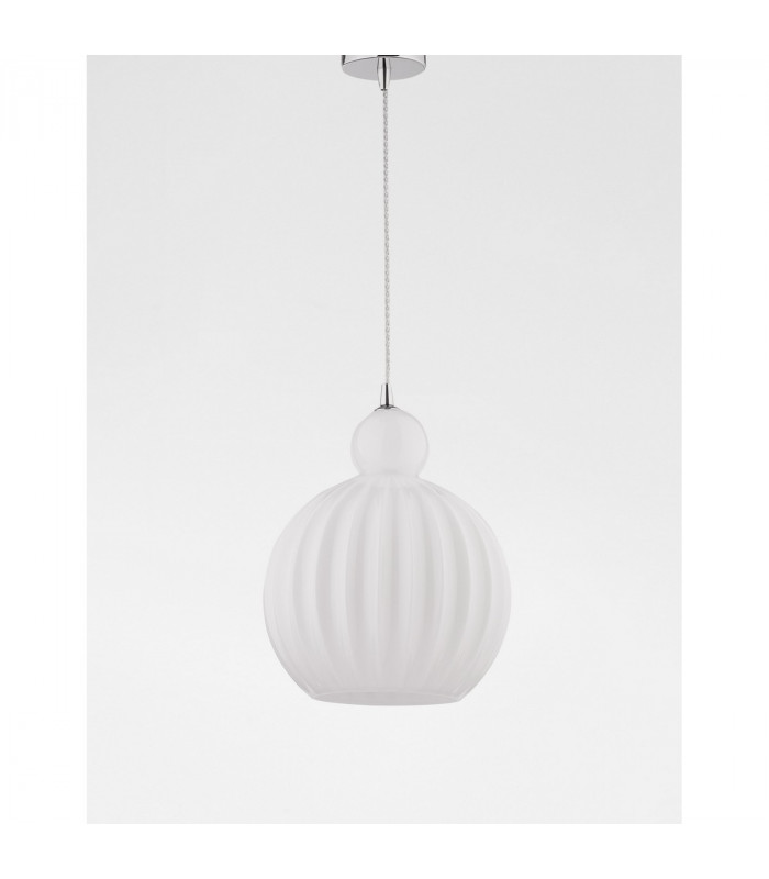 Odell Globe Pendant Ceiling Light Chrome Aluminium Opal Glass LED E27-3