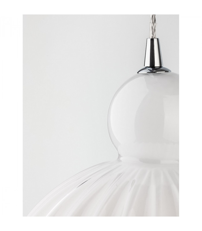 Odell Globe Pendant Ceiling Light Chrome Aluminium Opal Glass LED E27-4