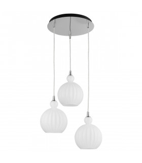 Odell 3 Light Globe Pendant Ceiling Light Chrome Aluminium Opal Glass LED E14-1
