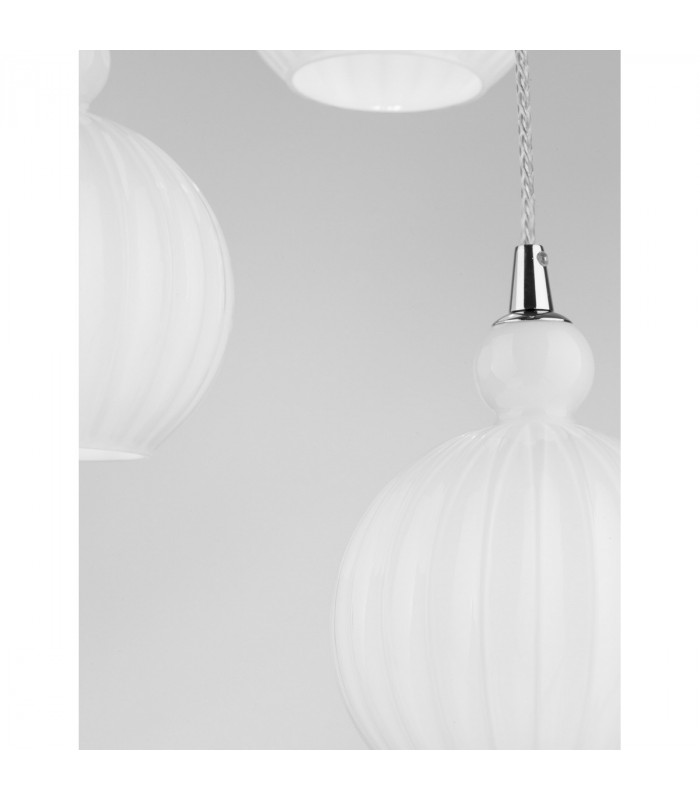 Odell 3 Light Globe Pendant Ceiling Light Chrome Aluminium Opal Glass LED E14-4