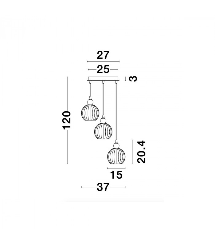 Odell 3 Light Globe Pendant Ceiling Light Chrome Aluminium Opal Glass LED E14-5