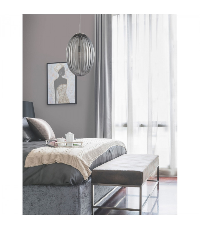 Hector Globe Pendant Ceiling Light Chrome Metal Smoky Grey Glass LED E27-2