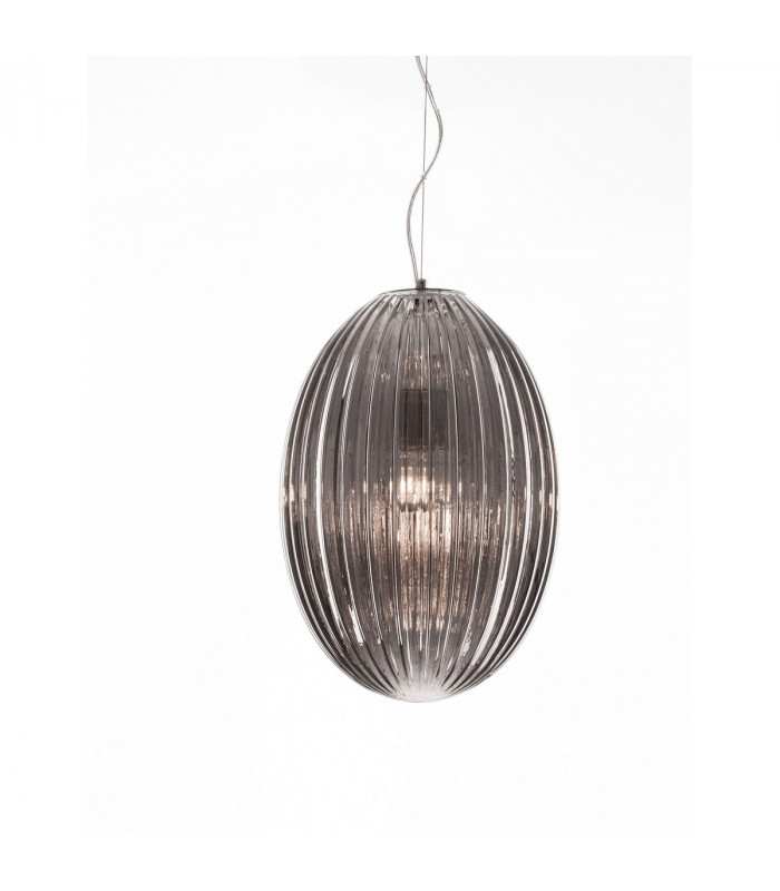 Hector Globe Pendant Ceiling Light Chrome Metal Smoky Grey Glass LED E27-3