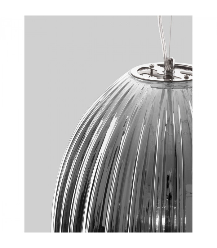 Hector Globe Pendant Ceiling Light Chrome Metal Smoky Grey Glass LED E27-4