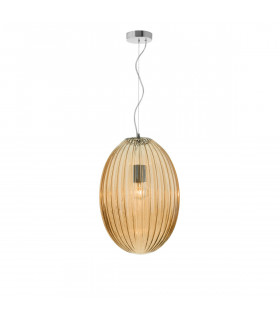 Hector Globe Pendant Ceiling Light Chrome Metal Champagne Glass LED E27-1
