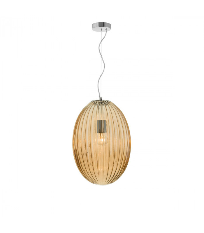 Hector Globe Pendant Ceiling Light Chrome Metal Champagne Glass LED E27-1