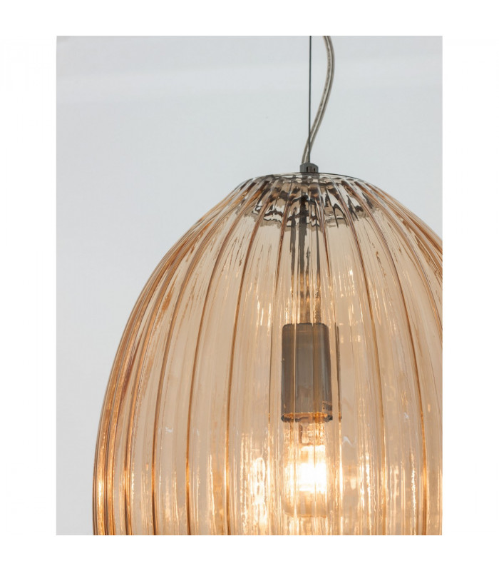 Hector Globe Pendant Ceiling Light Chrome Metal Champagne Glass LED E27-5