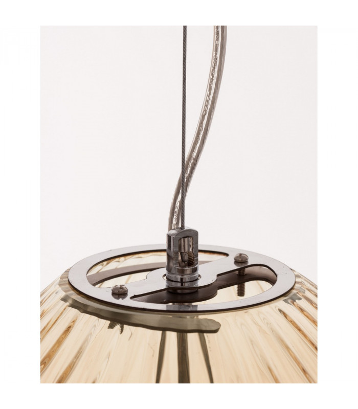 Hector Globe Pendant Ceiling Light Chrome Metal Champagne Glass LED E27-6