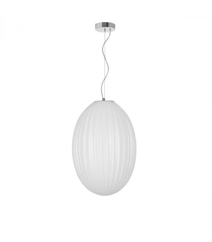 Hector Globe Pendant Ceiling Light Chrome Metal Opal Glass LED E27-1