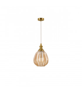 Zarley Globe Pendant Ceiling Light Brass Metal Champagne Glass LED E27-1