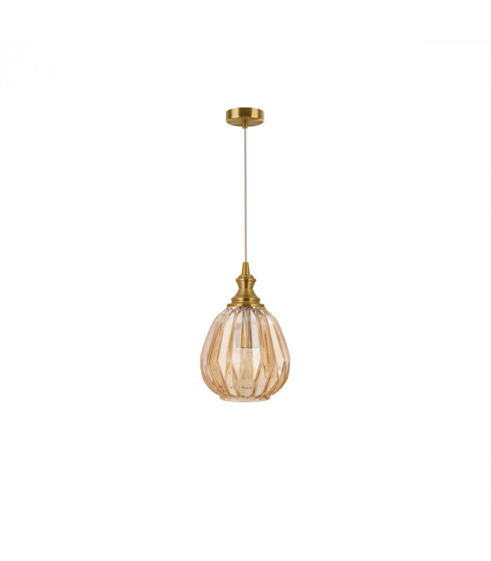 Zarley Globe Pendant Ceiling Light Brass Metal Champagne Glass LED E27-1