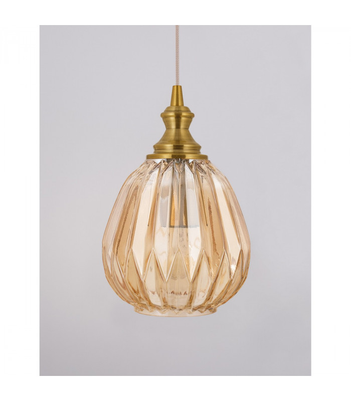 Zarley Globe Pendant Ceiling Light Brass Metal Champagne Glass LED E27-3