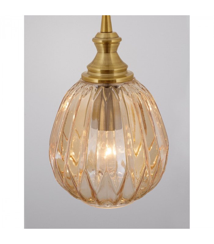 Zarley Globe Pendant Ceiling Light Brass Metal Champagne Glass LED E27-4