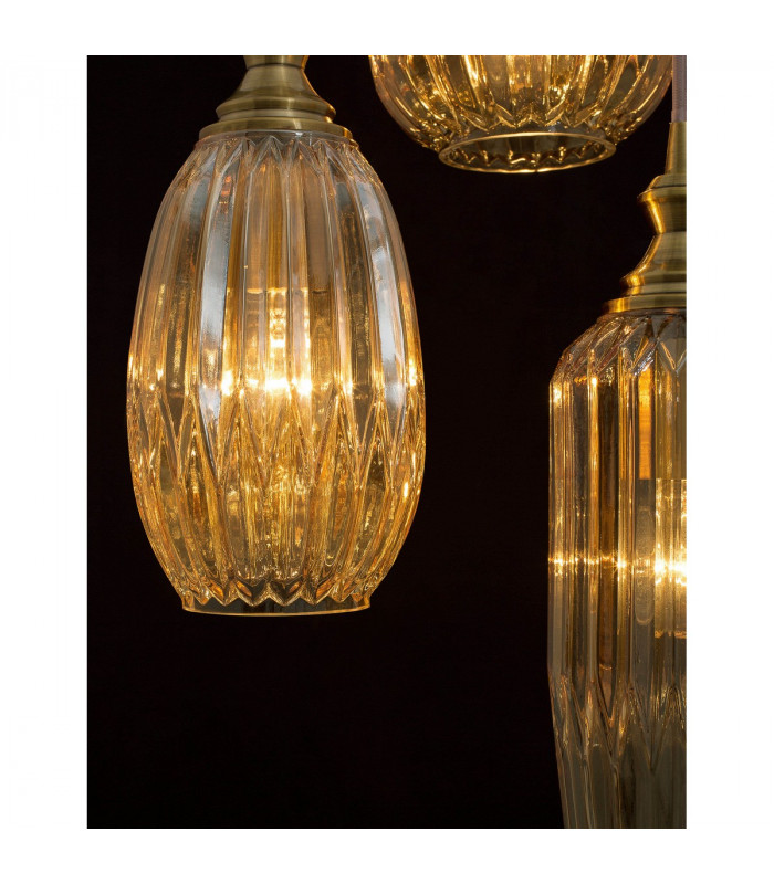 Ficato 3 Light Cluster Pendant Ceiling Light Brass Metal Champagne Glass LED E27-2
