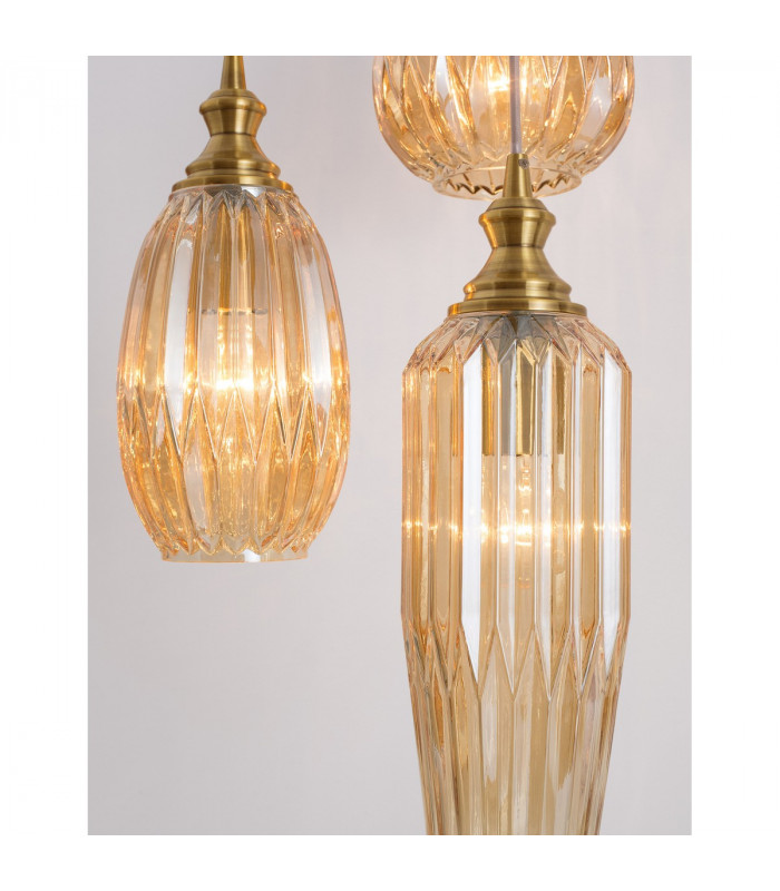 Ficato 3 Light Cluster Pendant Ceiling Light Brass Metal Champagne Glass LED E27-4