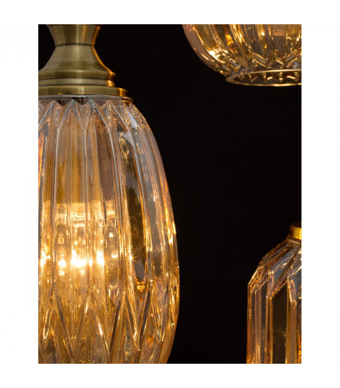 Ficato 3 Light Cluster Pendant Ceiling Light Brass Metal Champagne Glass LED E27-5