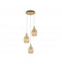 Lingua 3 Light Cluster Pendant Ceiling Light Brass Metal Champagne Glass LED E27-1